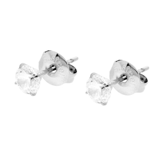 Orecchini Punto Luce Crystal Bianco mm 5 in ACCIAIO