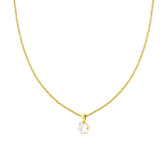 Collana Catena Disco Diamantata con Punto Luce Crystal Bianco mm 8 in ACCIAIO colore Oro<BR>