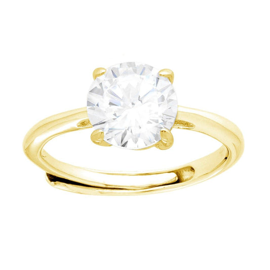 Anello Solitario con Cubic Zirconia Bianco mm 8 in ARGENTO 925 Galvanica Oro