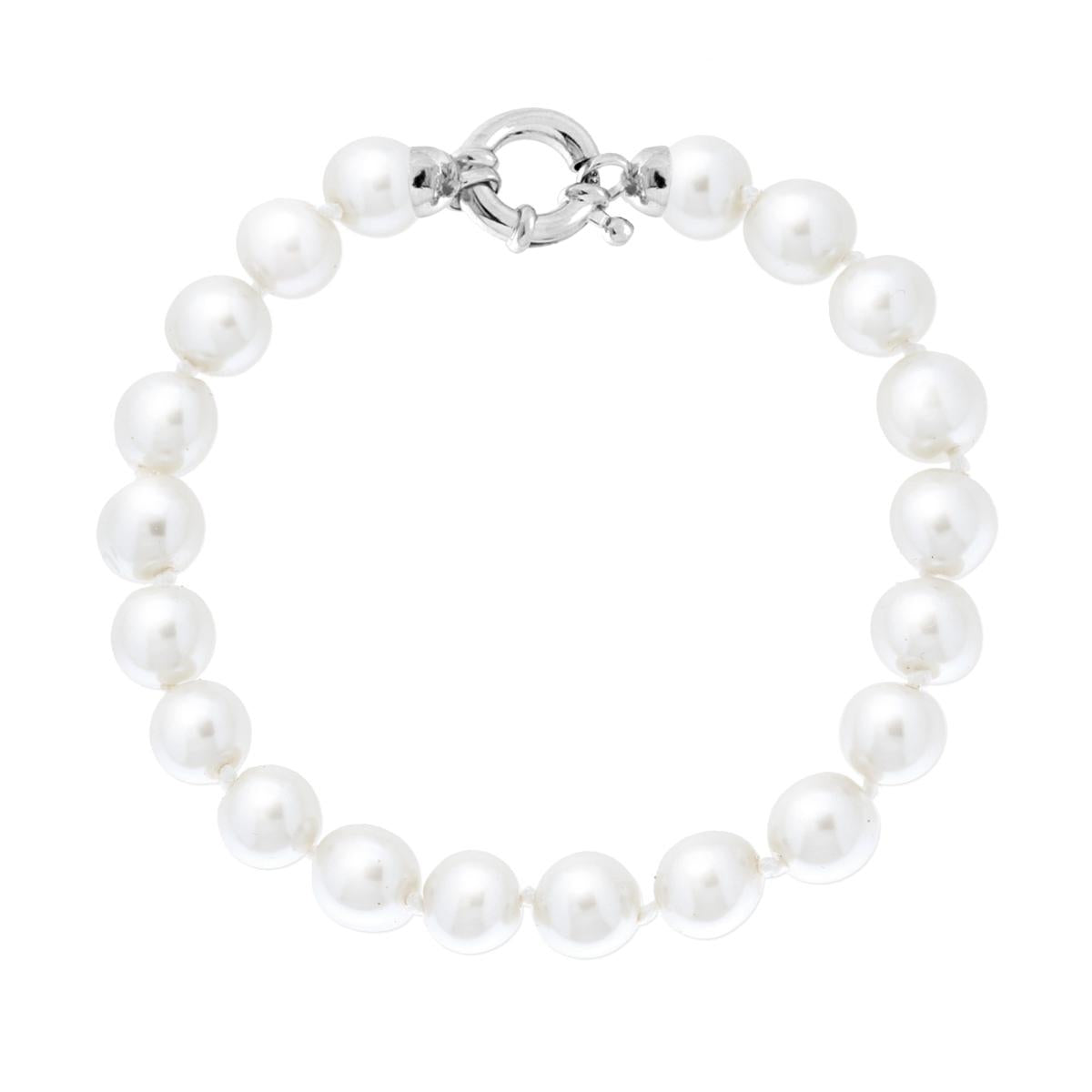 Bracciale Perla mm 8 in ARGENTO 925 Galvanica Rodio