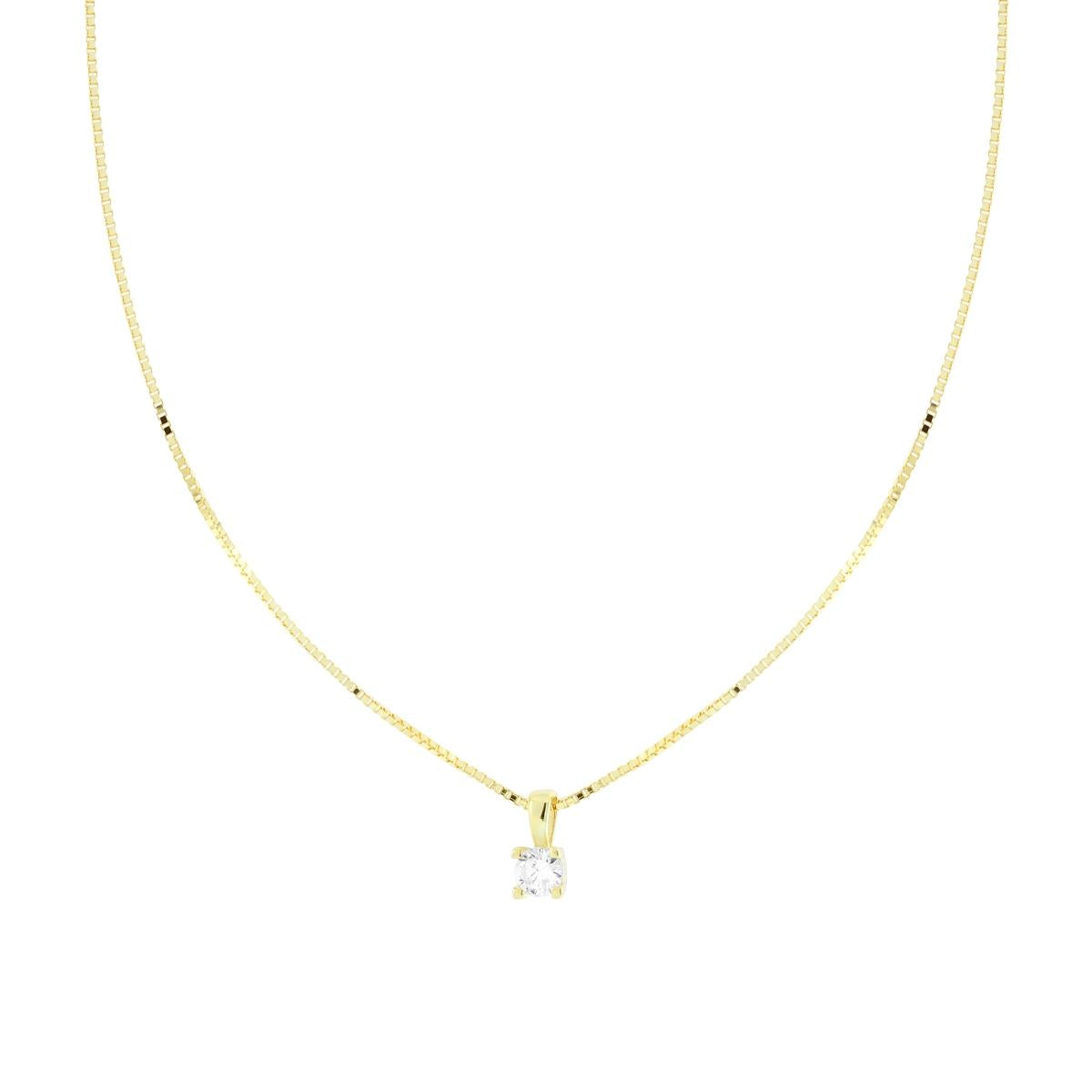 Collana Catena Veneziana Diamantata con Punto Luce Cubic Zirconia Bianco mm 4 in ARGENTO 925 Galvanica Oro<BR>