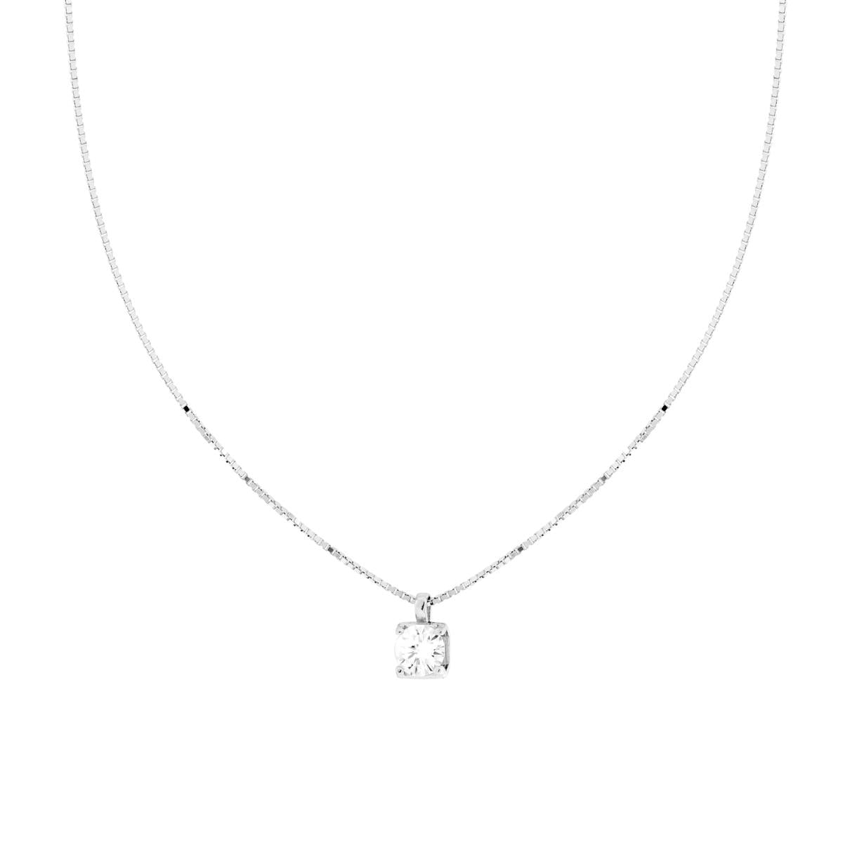 Collana Catena Veneziana Diamantata con Punto Luce MOISSANITE mm 6.5 in ARGENTO 925 Galvanica Rodio<BR>