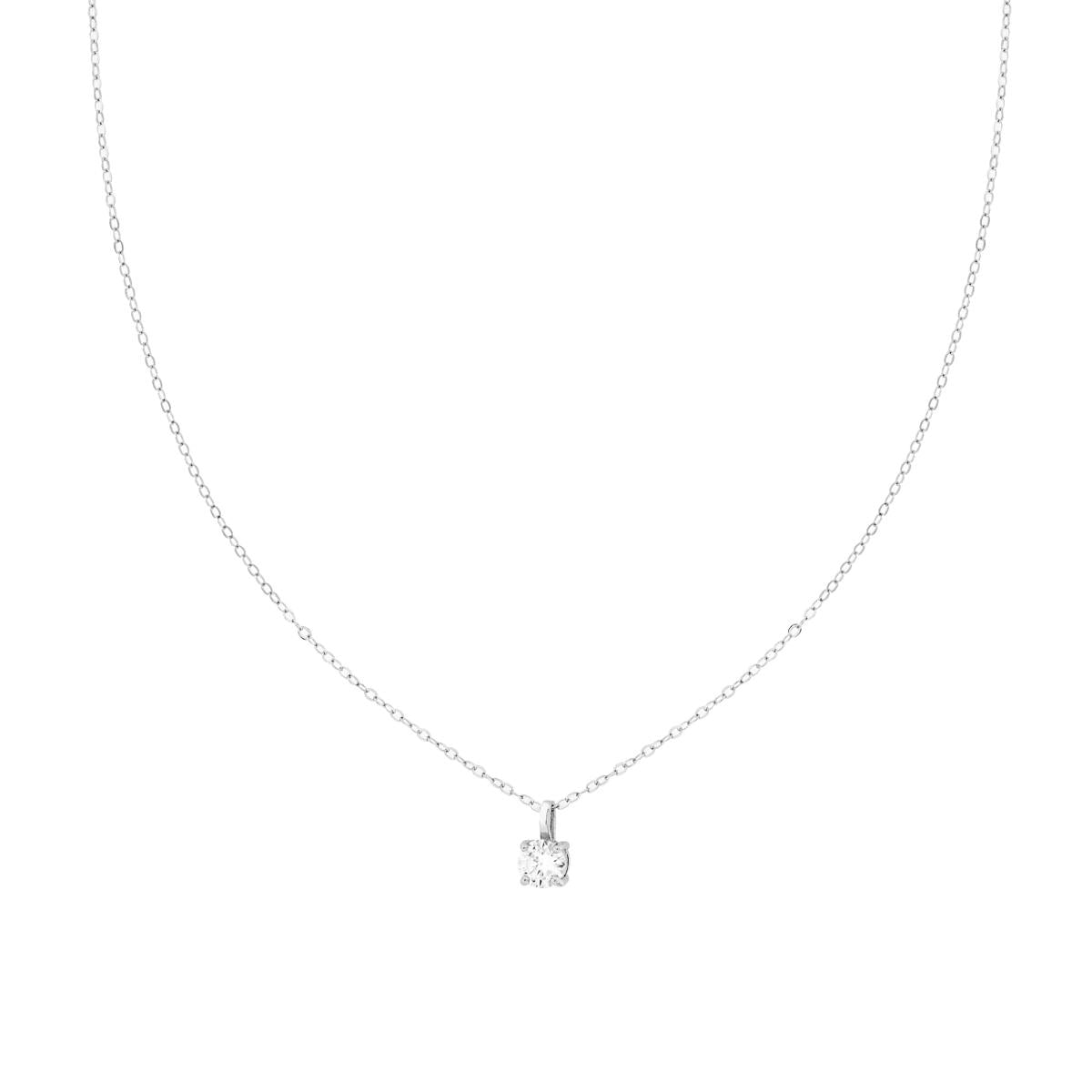 Collana Catena Forzatina Diamantata con Punto Luce MOISSANITE mm 5 in ARGENTO 925 Galvanica Rodio<BR>