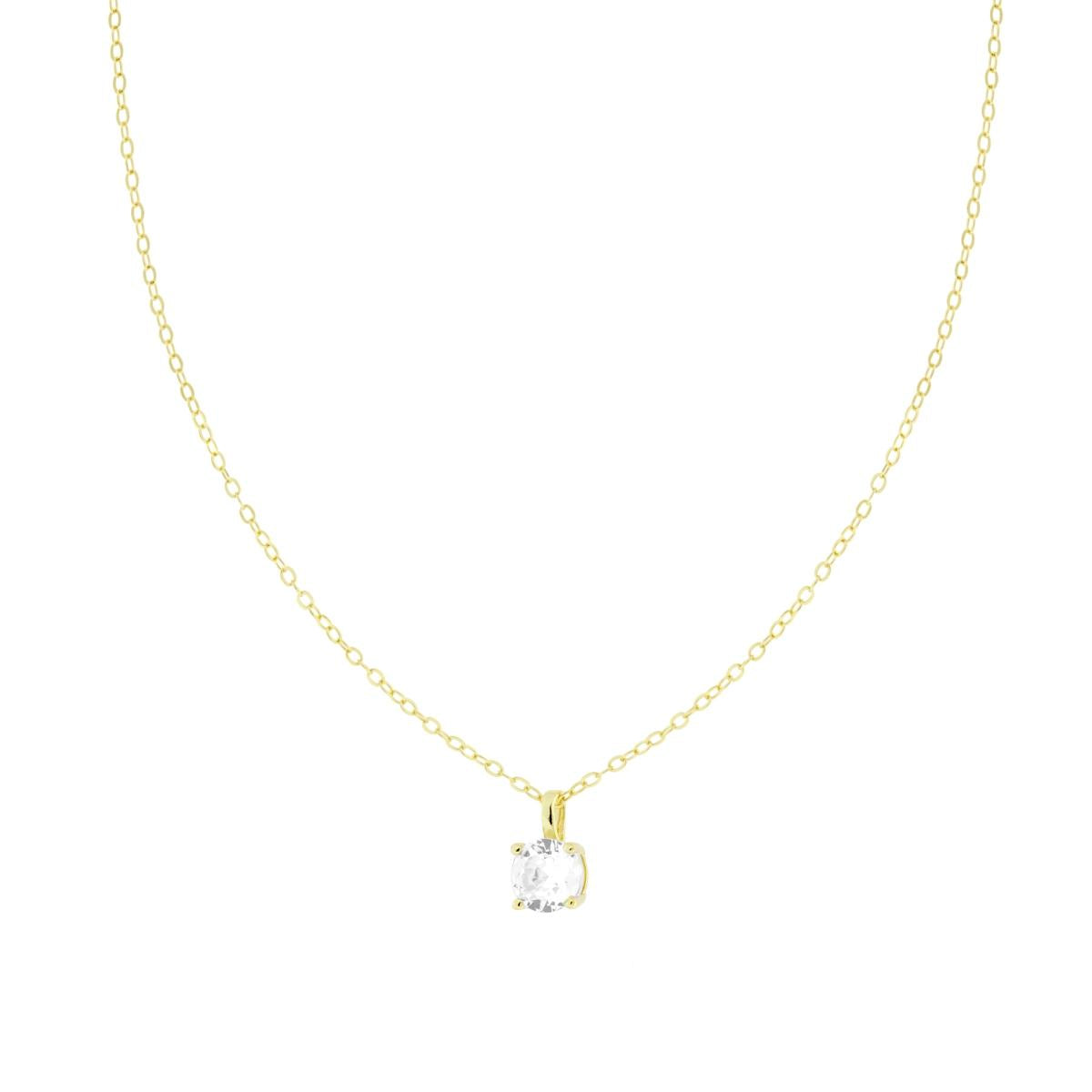 Collana Catena Forzatina Diamantata con Punto Luce Cubic Zirconia Bianco mm 6 in ARGENTO 925 Galvanica Oro<BR>
