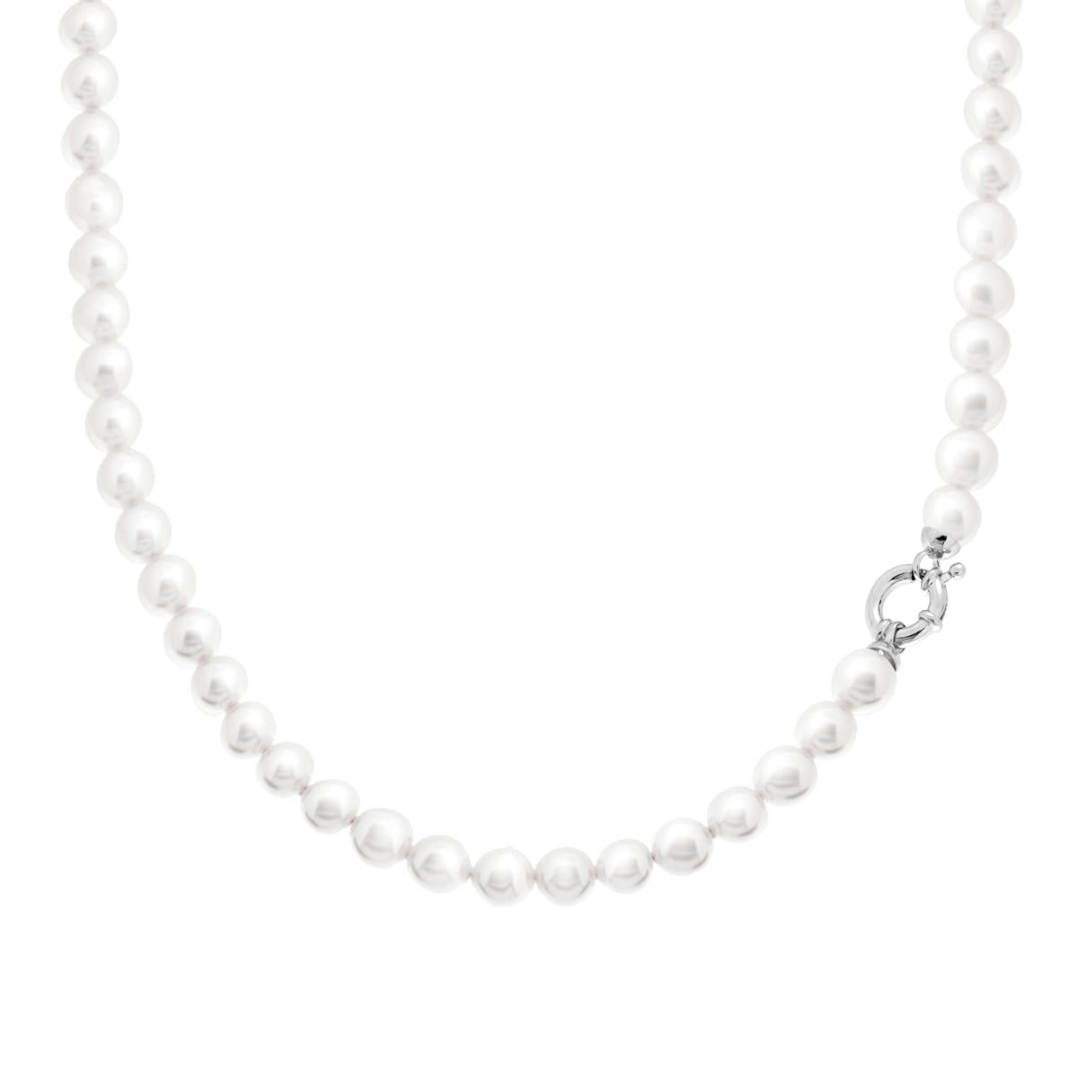 Collana Perla mm 7 in ARGENTO 925 Galvanica Rodio