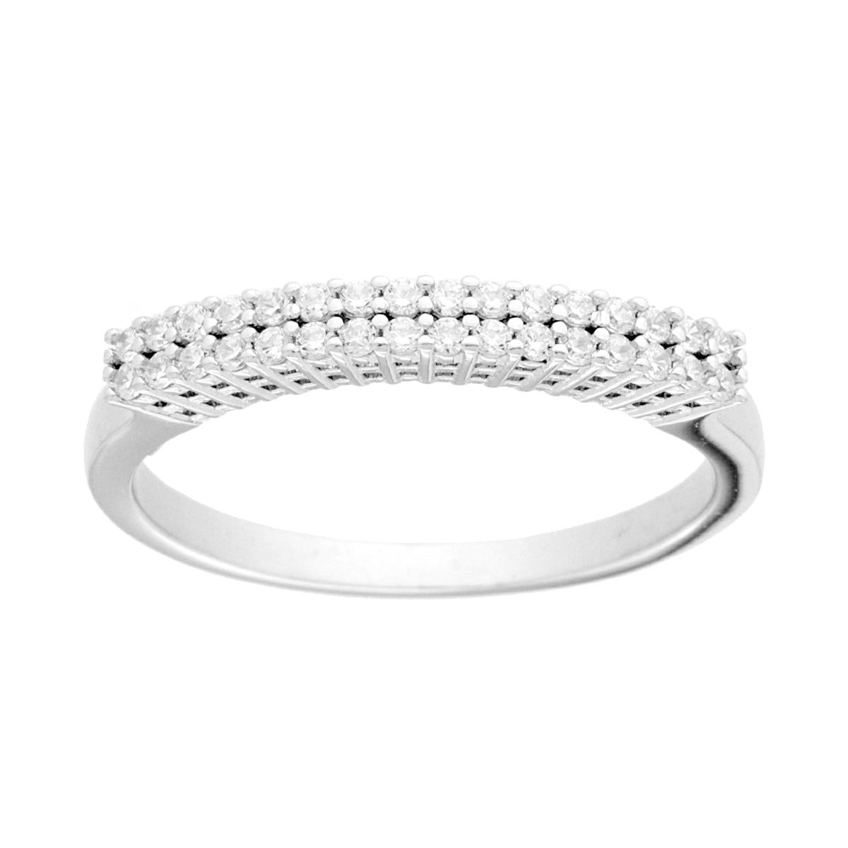Anello Veretta con Cubic Zirconia Bianchi in ARGENTO 925 Galvanica Rodio