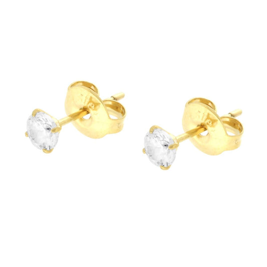 Orecchini Punto Luce Crystal Bianco mm 4 in ACCIAIO colore Oro