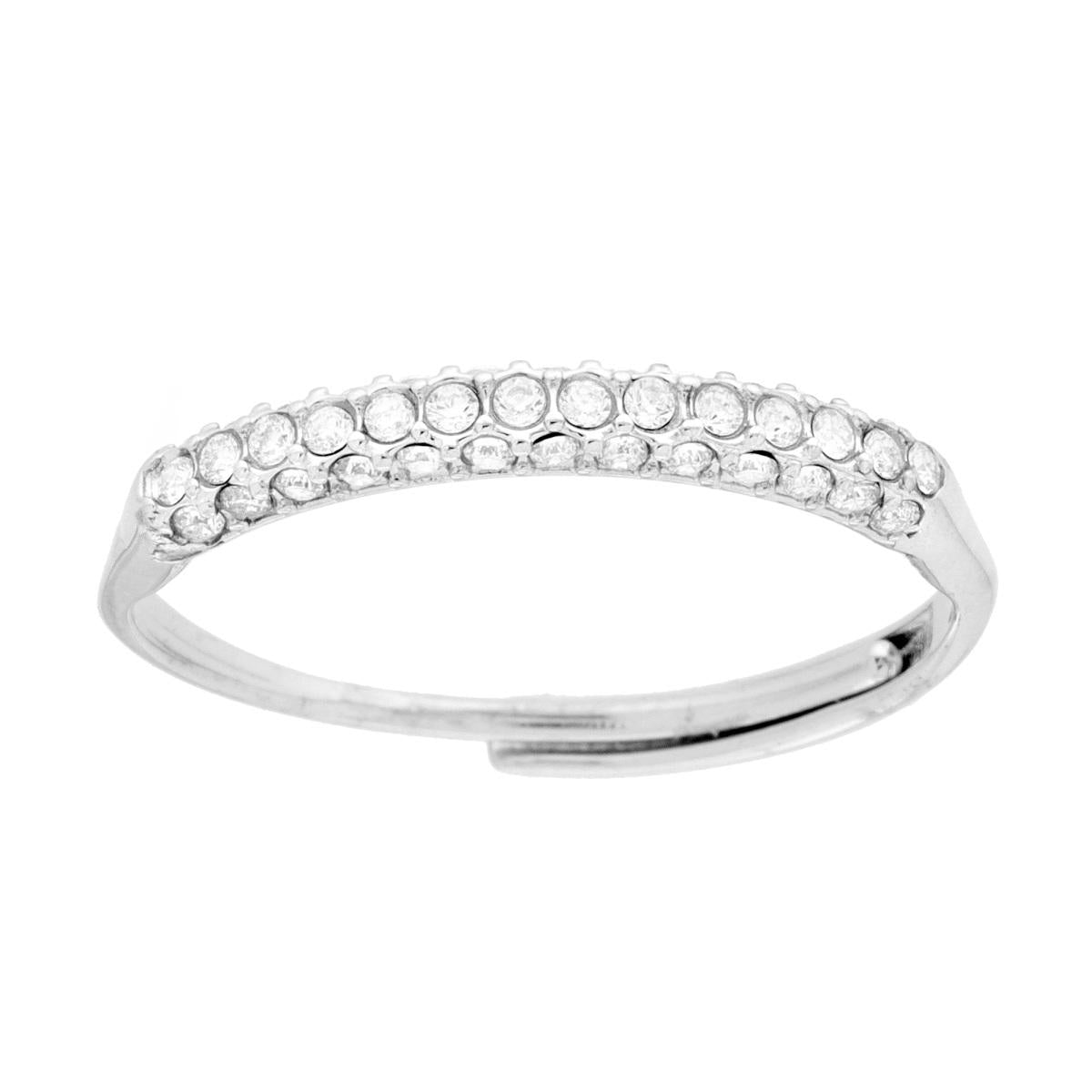 Anello Veretta con Crystal Bianchi in ACCIAIO<BR>