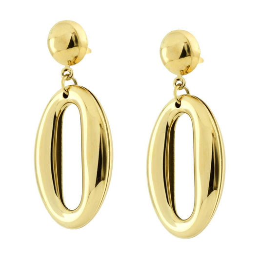 Orecchini Ovale pendente in ACCIAIO<BR> Colore Oro