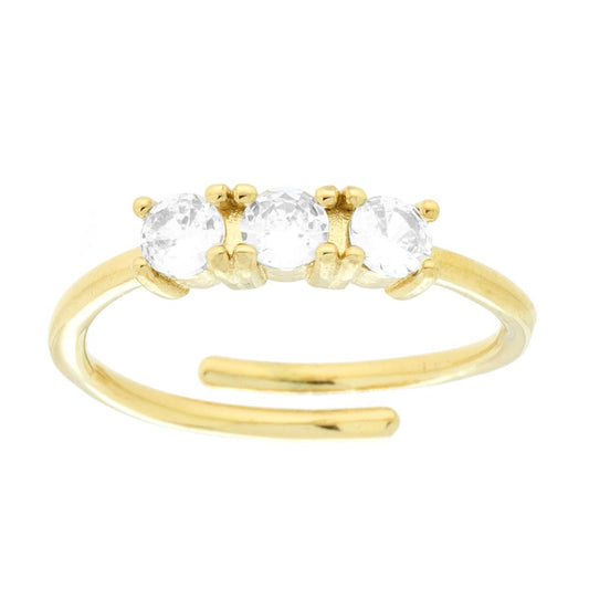Anello Trilogy con Crystal Bianchi mm 3.5 in ACCIAIO colore Oro<BR>