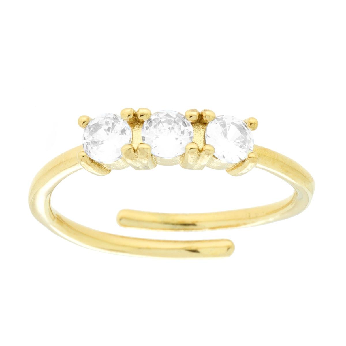 Anello Trilogy con Crystal Bianchi mm 3.5 in ACCIAIO colore Oro<BR>
