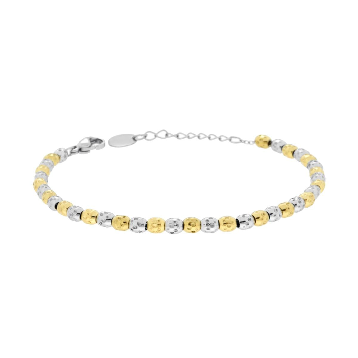 Bracciale Catena di Ovaline Martellate alternate colore Oro in ACCIAIO <BR>