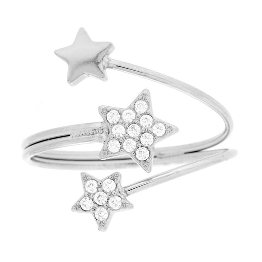 Anello Stelle Contrarie con Crystal Bianchi in ACCIAIO