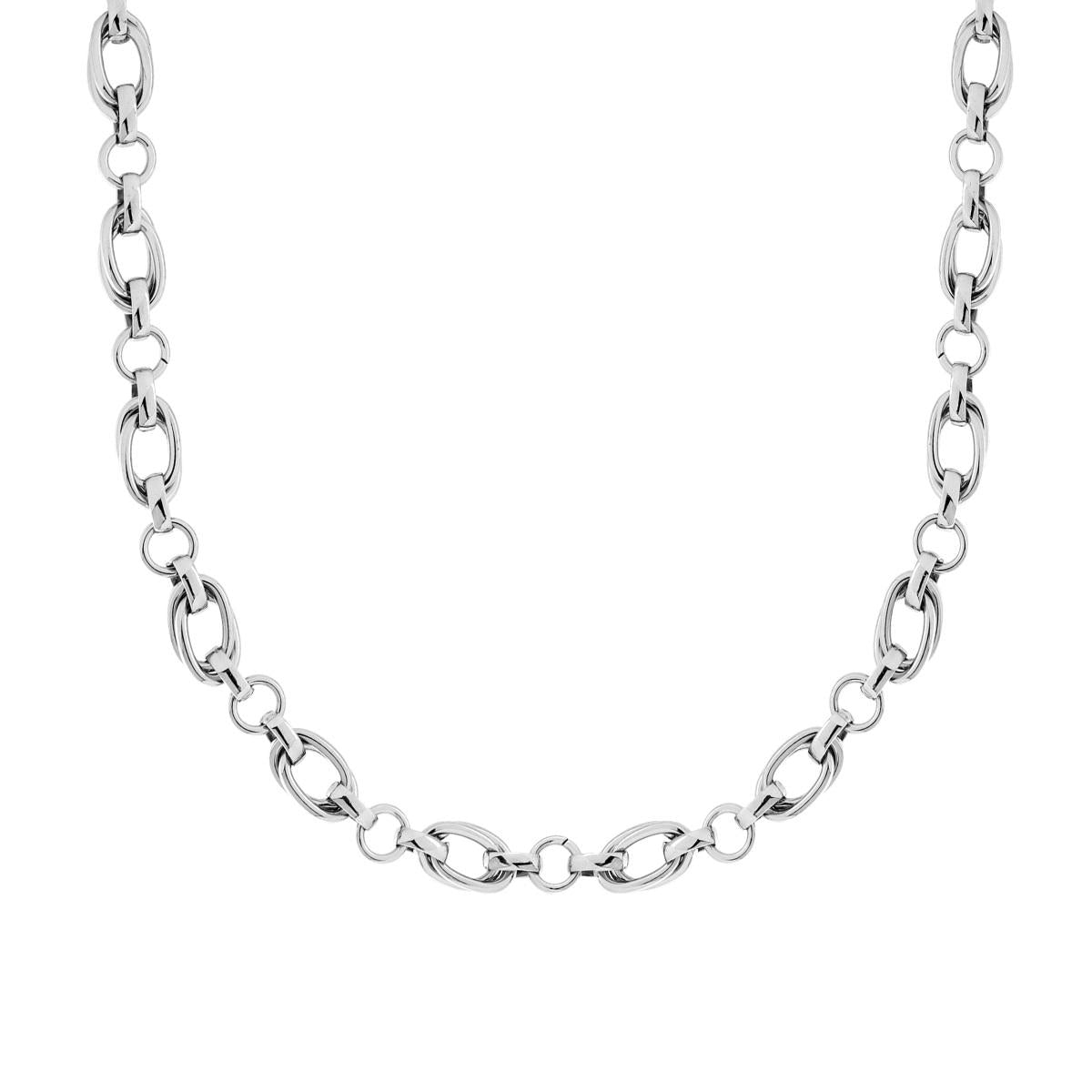 Collana Catena Ovali e Tondi alternati in ACCIAIO