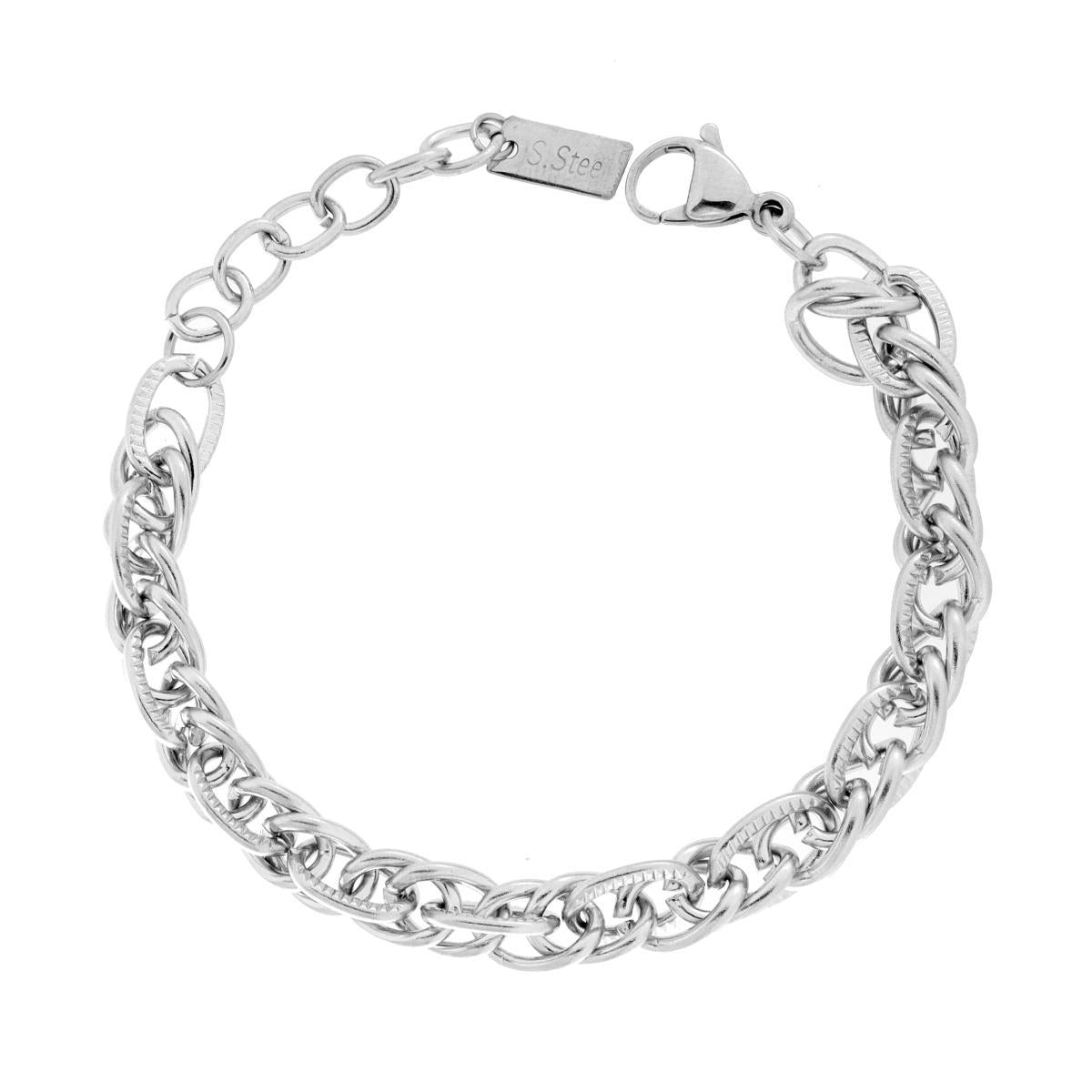 Bracciale Catena Multimaglia Rigata in ACCIAIO<BR>