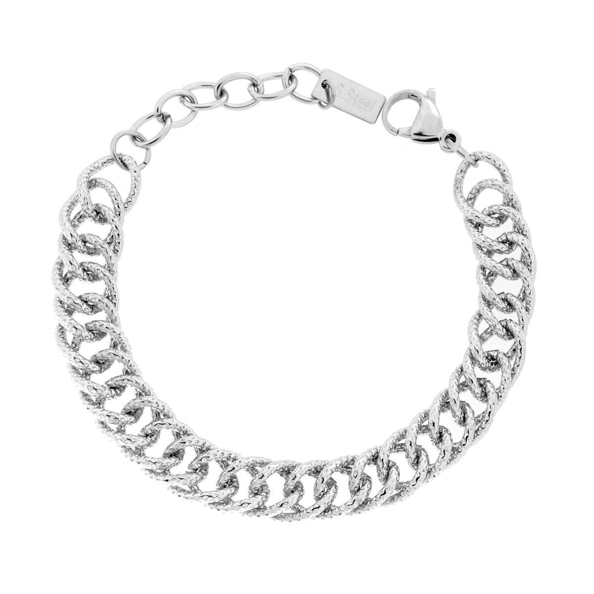 Bracciale Catena Grumetta Godronata in ACCIAIO<BR>