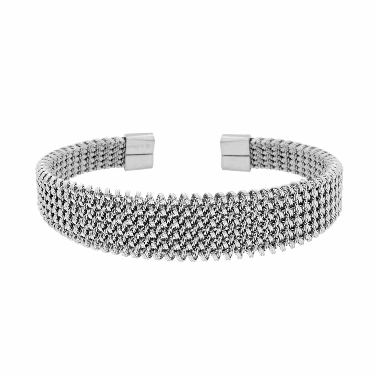 Bracciale Rigido modello Schiava con Maglia intrecciata in ACCIAIO <BR>