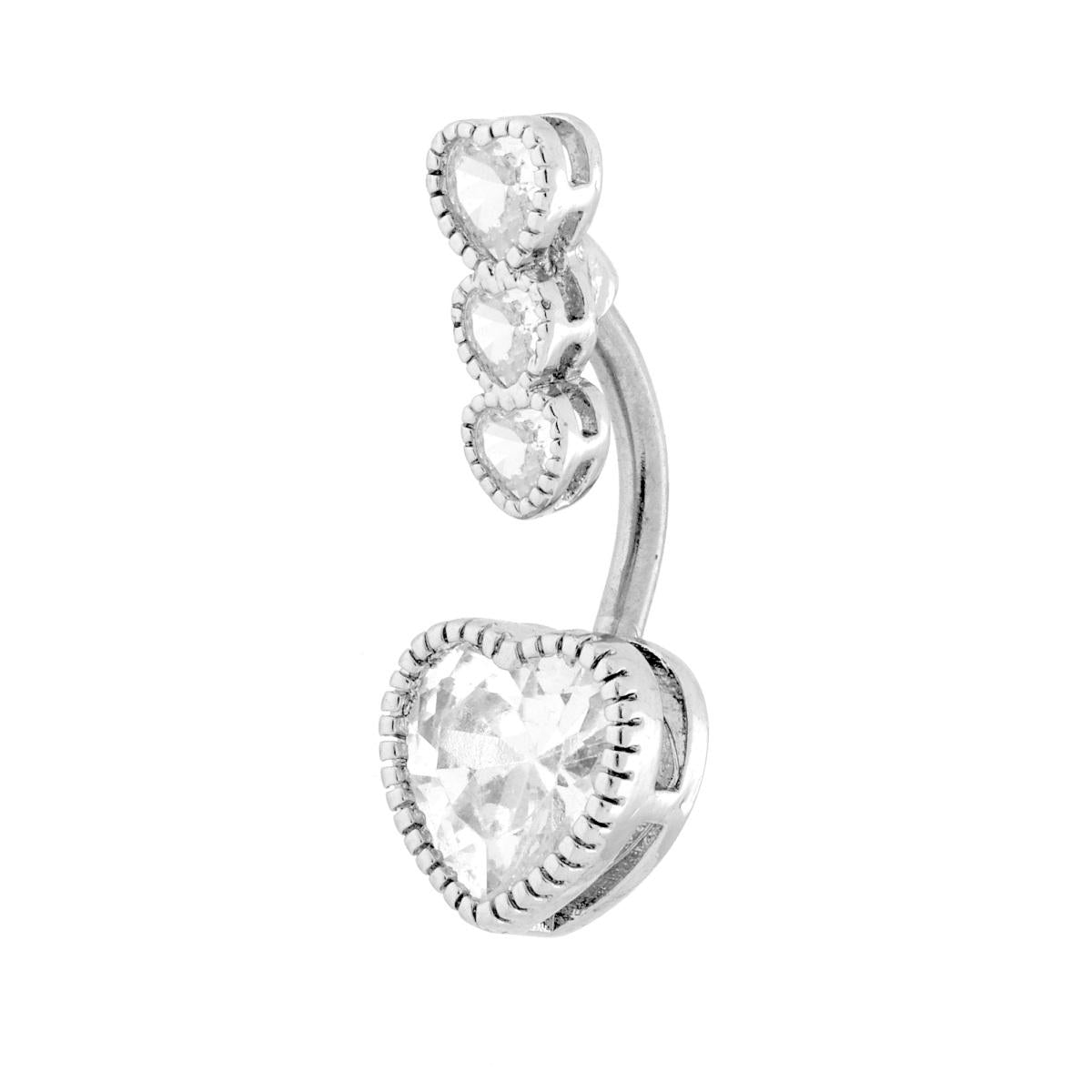 Body Piercing Banana mm 25 Trilogy Cuore con Crystal Bianchi in ACCIAIO Chirurgico<BR>