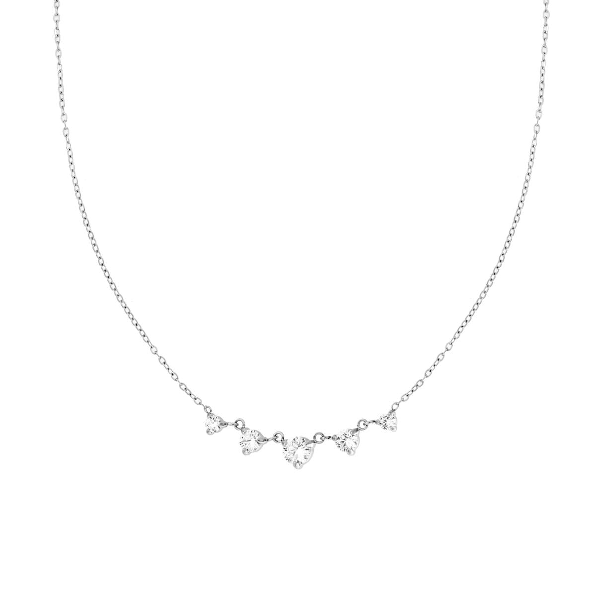 Collana Catena Forzatina Diamantata con Punti Luce in Crystal Bianchi Degrade in ACCIAIO<BR>
