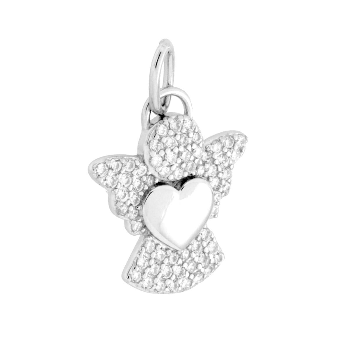 Ciondolo Angelo con Cubic Zirconia Bianchi in ARGENTO 925 Galvanica Rodio