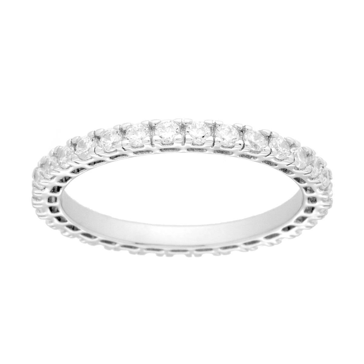 Anello Eternity Veretta a giro con Cubic Zirconia Bianchi mm 1.8 in ARGENTO 925 Galvanica Rodio