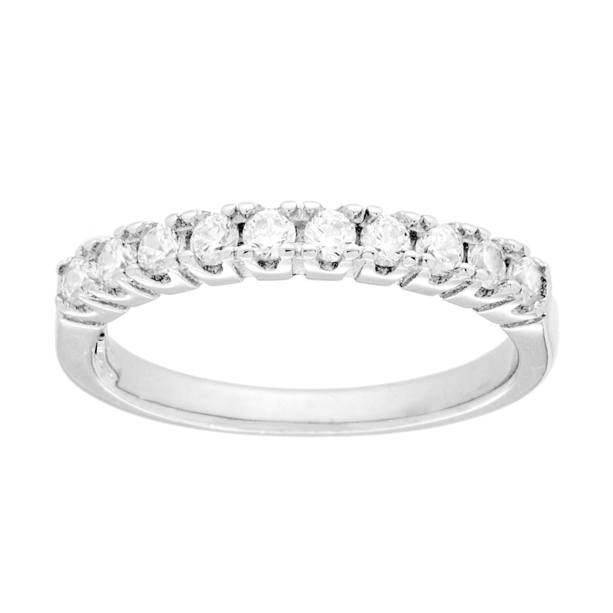 Anello Veretta con Cubic Zirconia Bianchi mm 2.5 in ARGENTO 925 Galvanica Rodio<BR>
