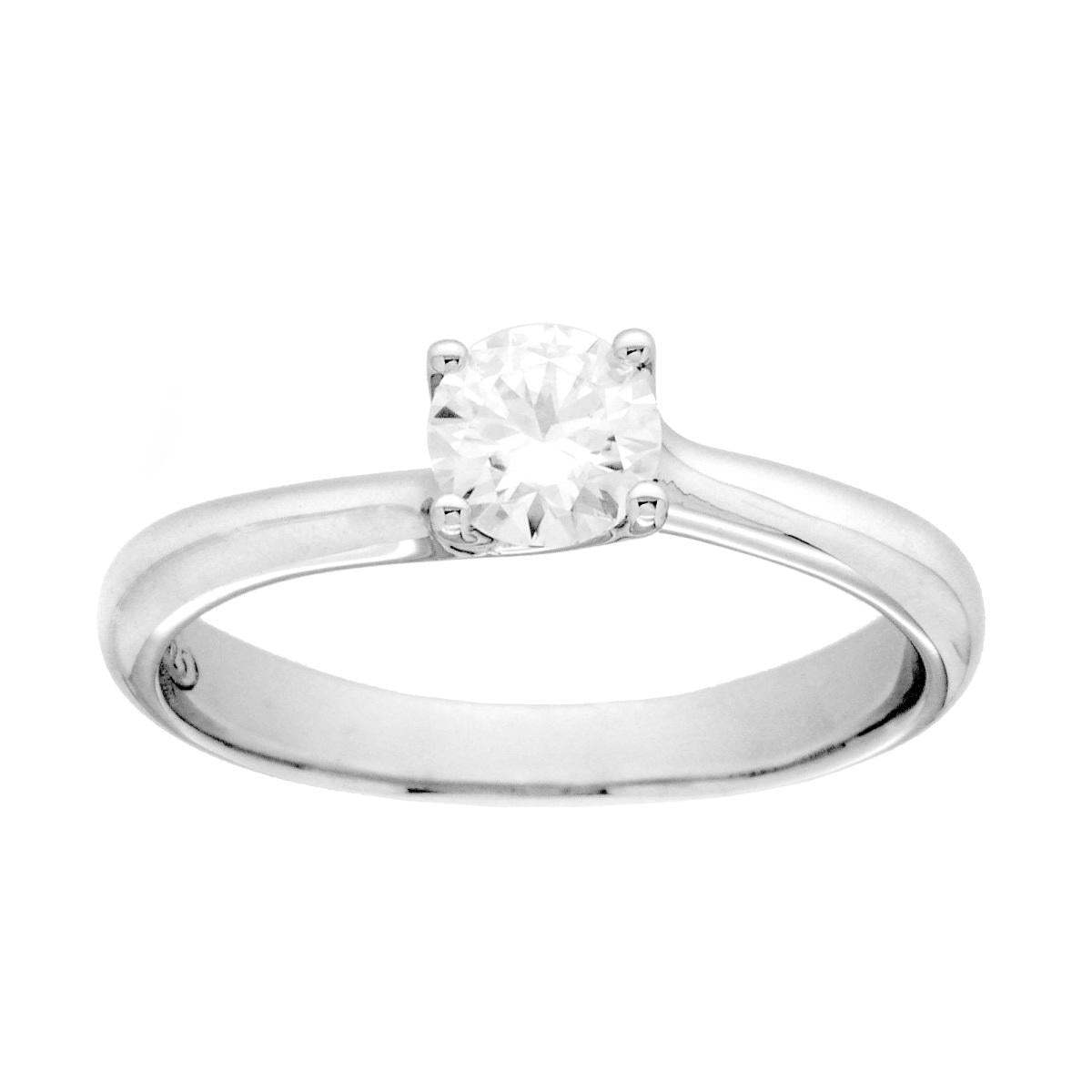 Anello Solitario con MOISSANITE Bianco mm 5 in ARGENTO 925 Galvanica Rodio<BR>