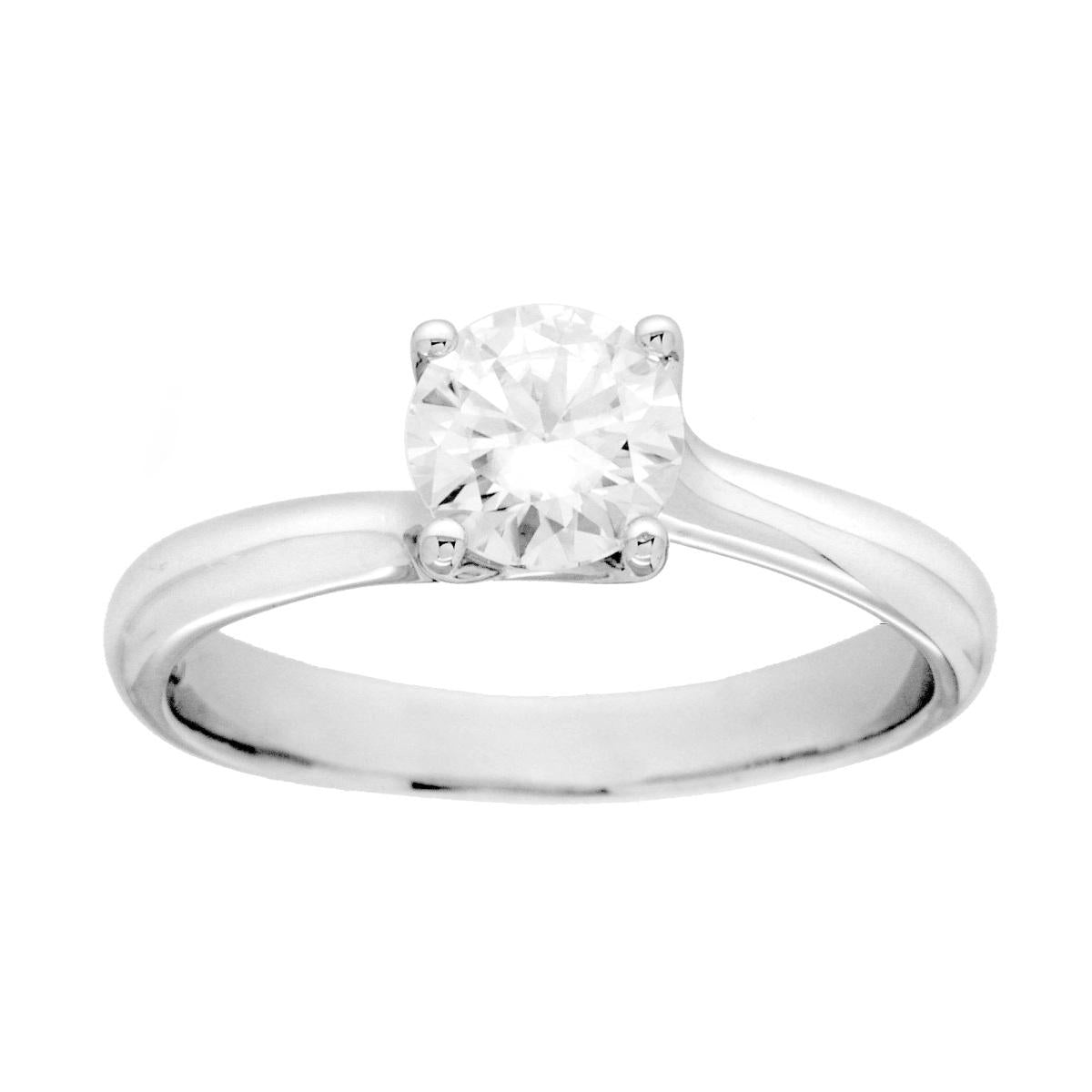 Anello Solitario con MOISSANITE Bianco mm 6 in ARGENTO 925 Galvanica Rodio<BR>