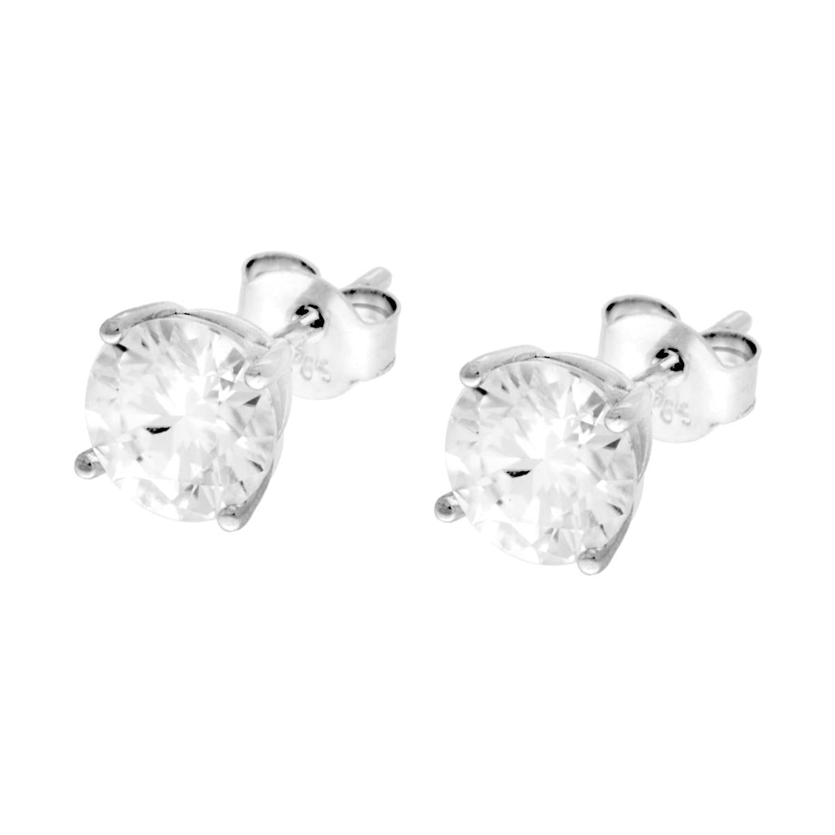 Orecchini Punto Luce Tondo con MOISSANITE Bianco mm 6 in ARGENTO 925 Galvanica Rodio