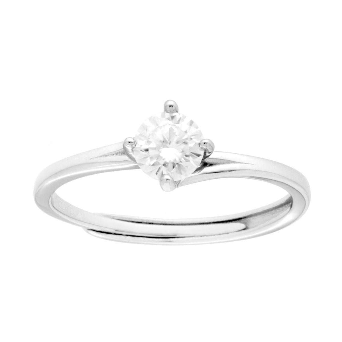 Anello Solitario con MOISSANITE Bianco mm 5 in ARGENTO 925 Galvanica Rodio<BR>