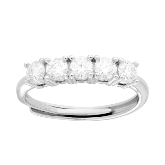 Anello Veretta con MOISSANITE Bianco mm 3.5 in ARGENTO 925 Galvanica Rodio