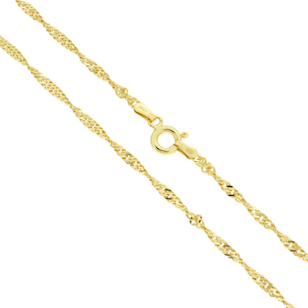 Catena Singapore Diamantata 040 sezione mm 2.1 lunghezza cm 45 in ARGENTO 925 Galvanica Oro<BR>