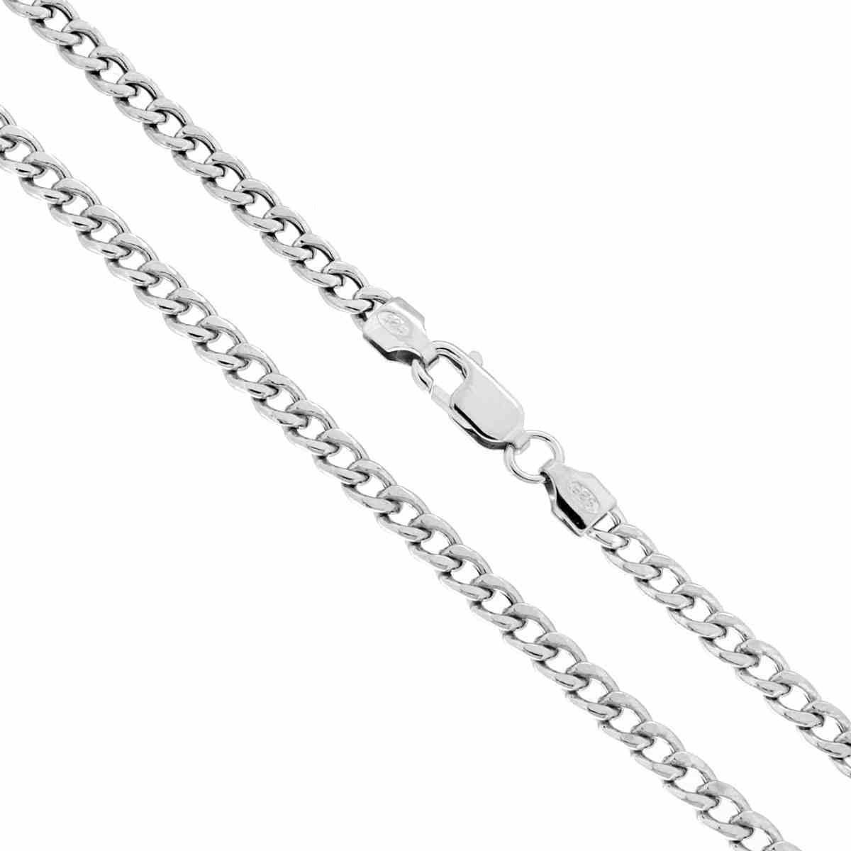 Catena Grumetta 100 Vuoto sezione mm 4 lunghezza cm 50 in ARGENTO 925 Galvanica Rodio<BR>