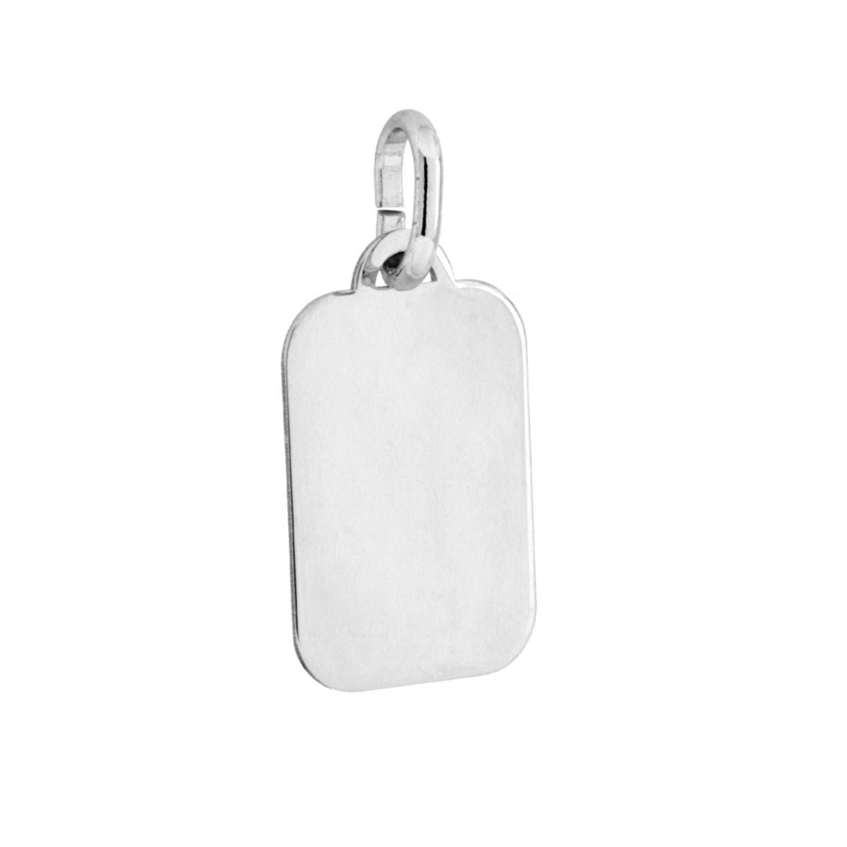 Ciondolo Piastrina Rettangolare Medaglietta per incisione mm 17 x 12.5 in ARGENTO 925 Galvanica Rodio<BR>