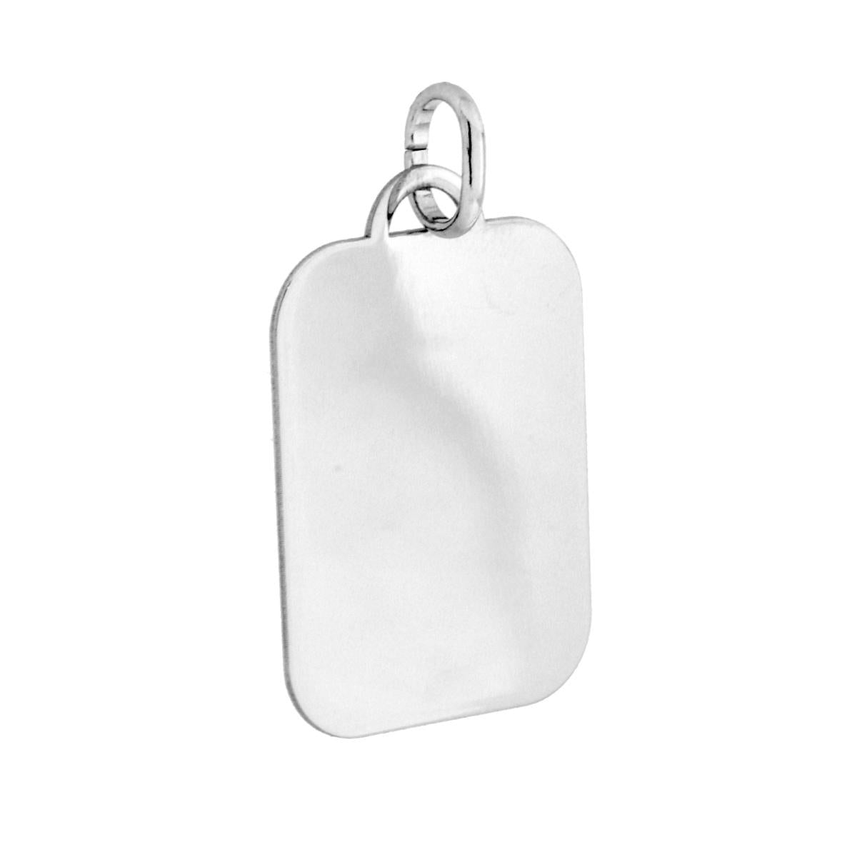 Ciondolo Piastrina Rettangolare Medaglietta per incisione mm 25 x 18.5 in ARGENTO 925 Galvanica Rodio<BR>