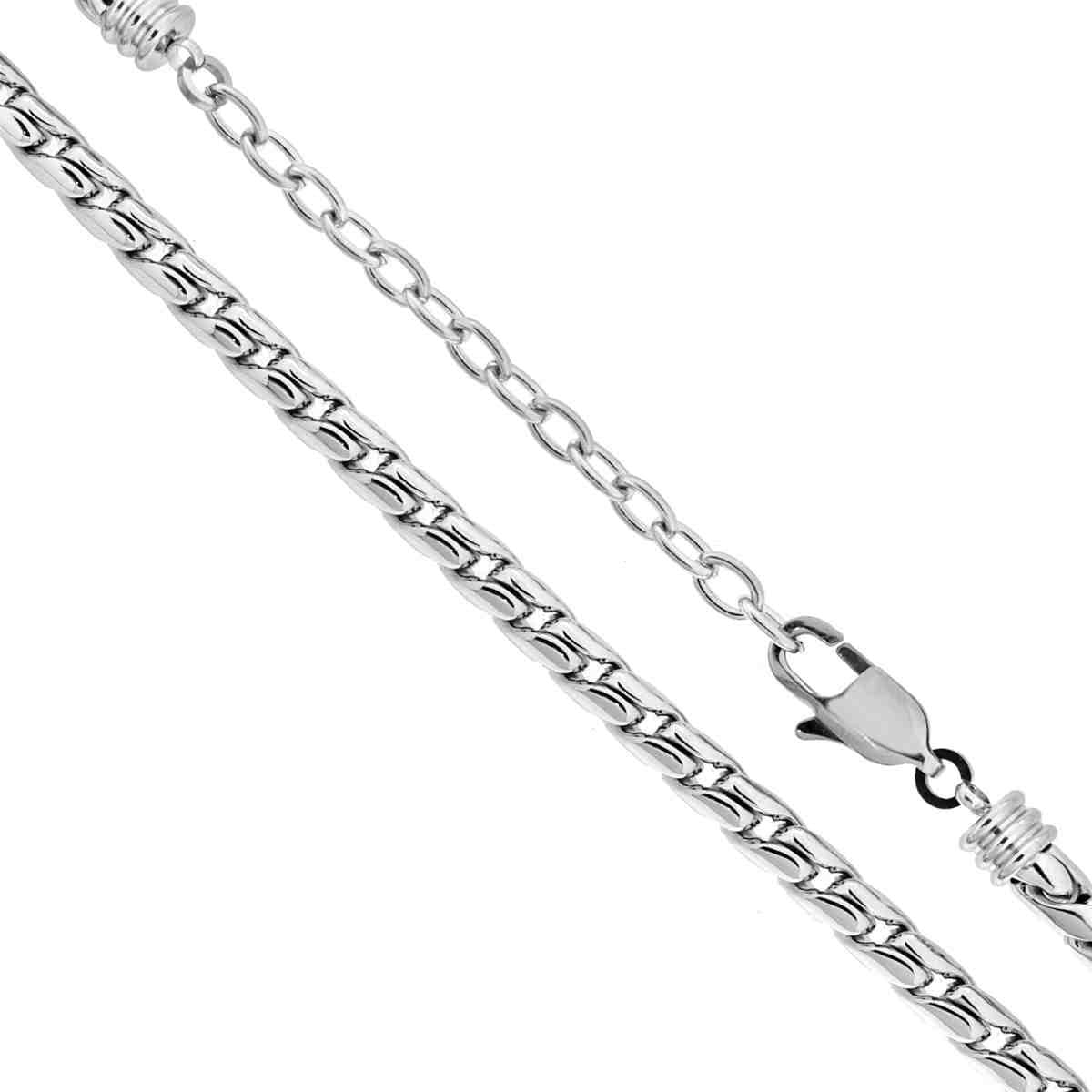 Catena Uomo Treccia sezione mm 4.5 lunghezza cm 50+5 in ACCIAIO<BR>