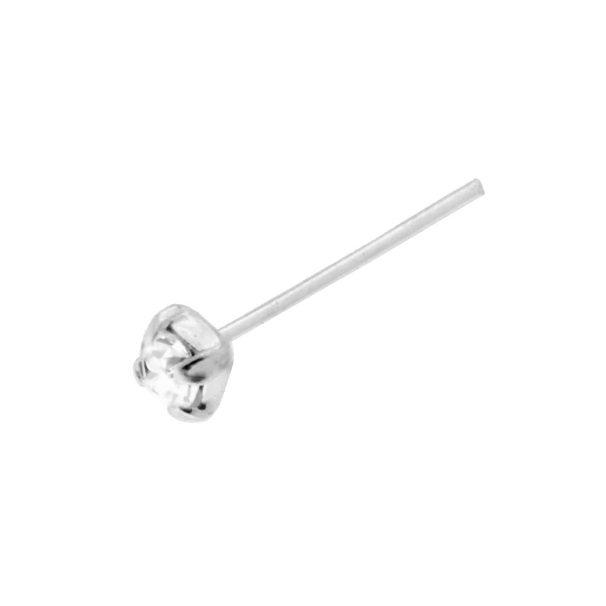 Piercing Naso in ARGENTO 925 Chiodino a Griffe con Zircone Bianco 2 mm