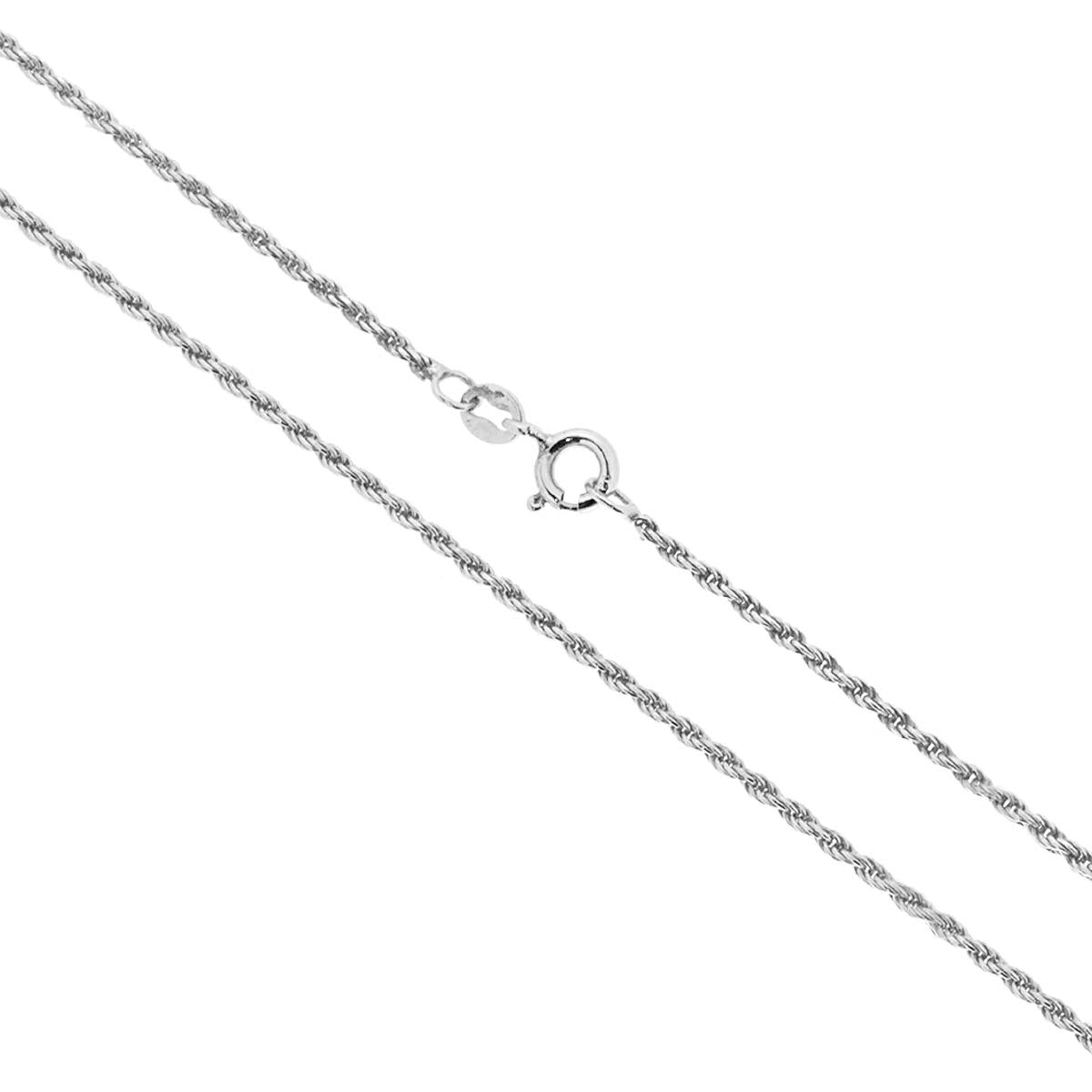 Catena Corda Diamantata 035 sezione mm 1.7 lunghezza cm 40 in ARGENTO 925 Galvanica Rodio