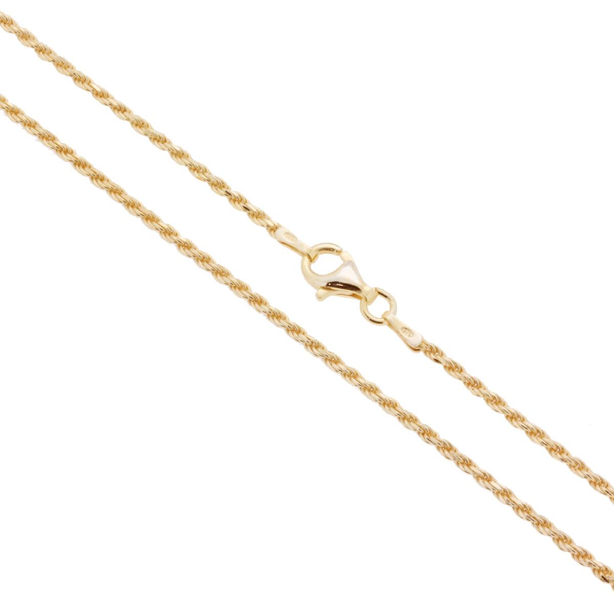 Catena Corda Diamantata 035 sezione mm 1.7 lunghezza cm 45 in ARGENTO 925 Galvanica Oro