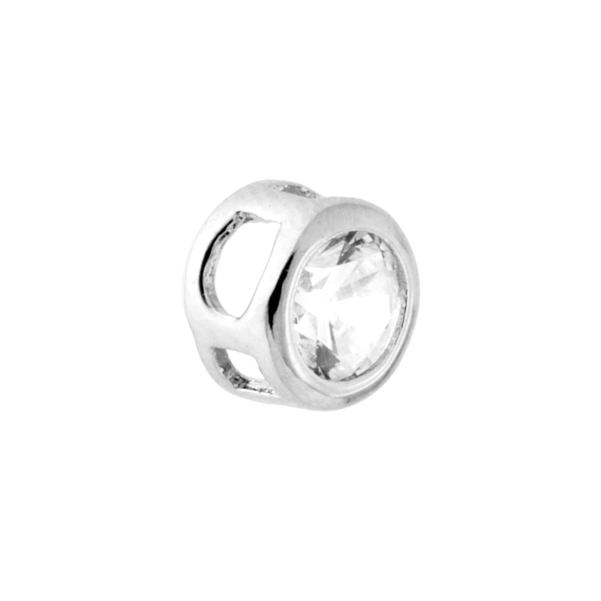 Ciondolo Passante Punto Luce Cipollina con Zircone Bianco Tondo mm 5 in ARGENTO 925 Galvanica Rodio
