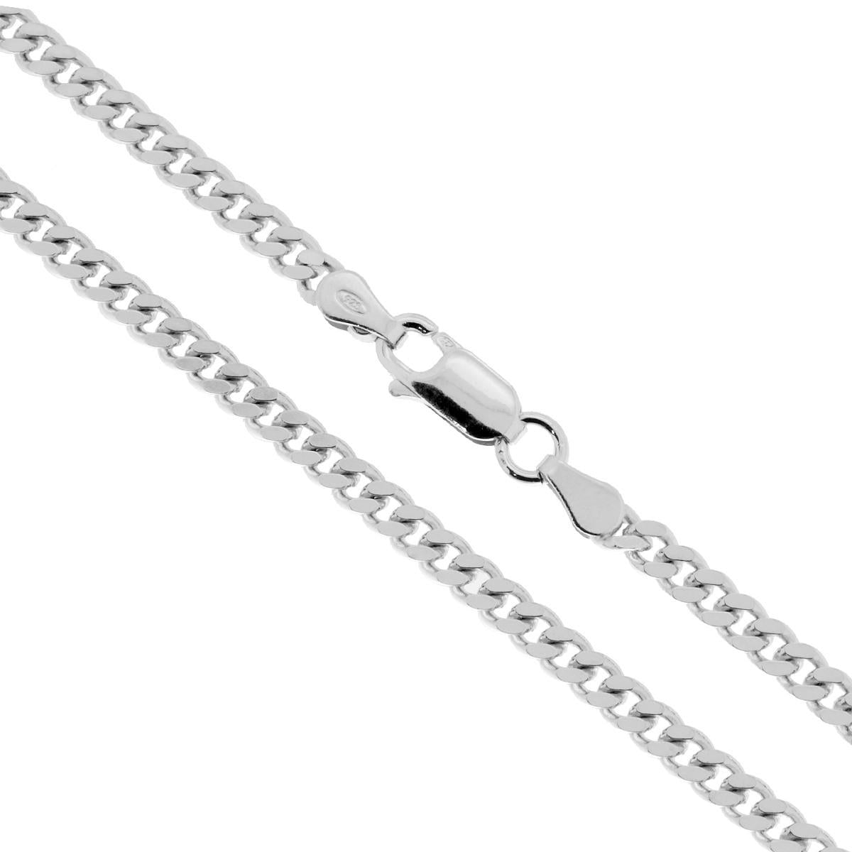 Catena Grumetta Diamantata 100 sezione mm 3.5 lunghezza cm 80 in ARGENTO 925 Galvanica Rodio
