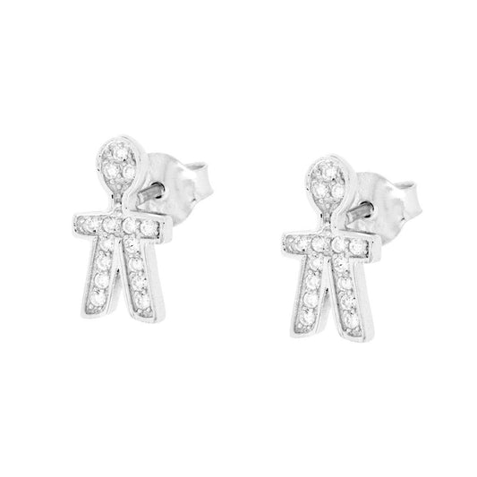 Orecchini Bimbo con Zirconi Bianchi in ARGENTO 925 Galvanica Rodio