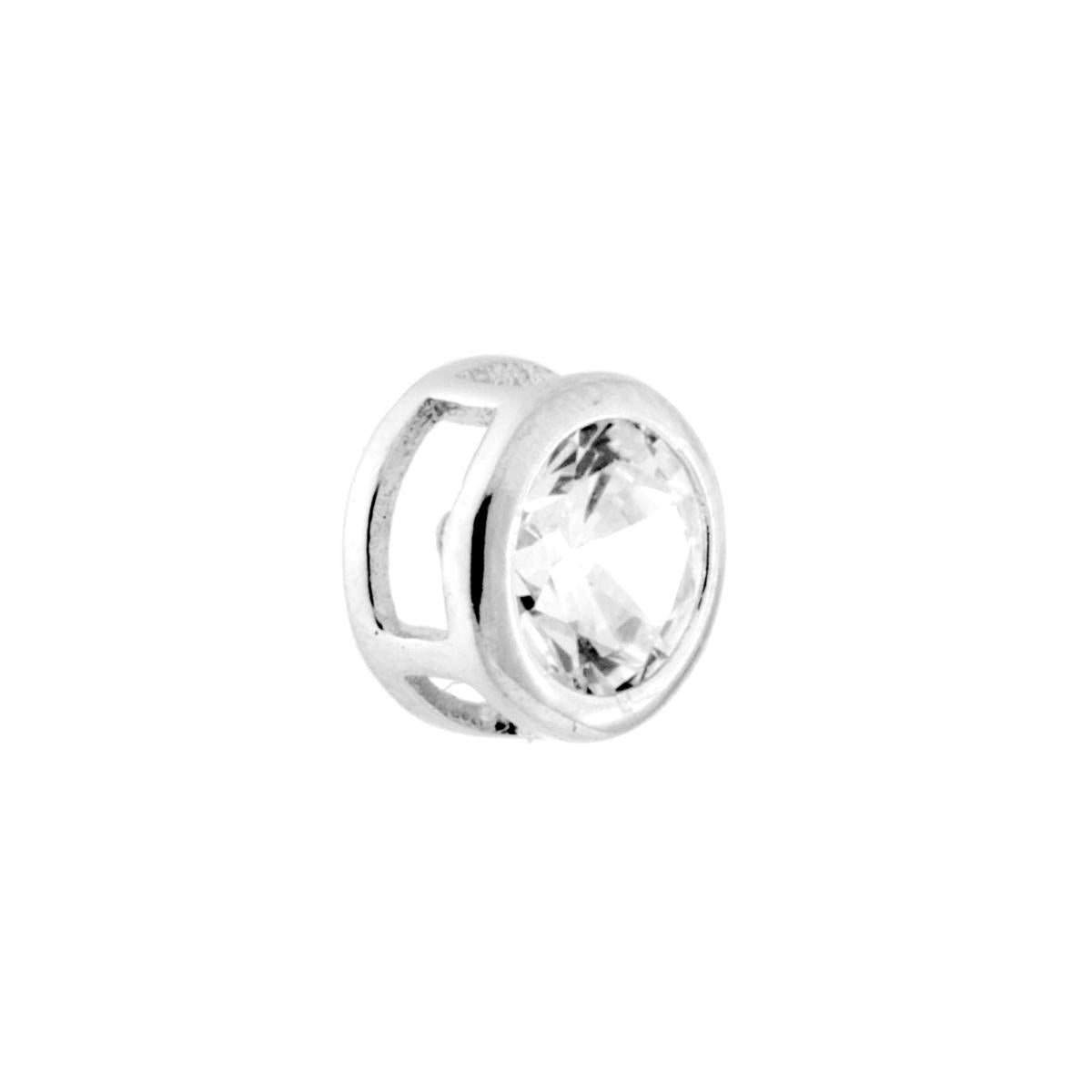 Ciondolo Passante Punto Luce Cipollina con Zircone Bianco Tondo mm 6 in ARGENTO 925 Galvanica Rodio