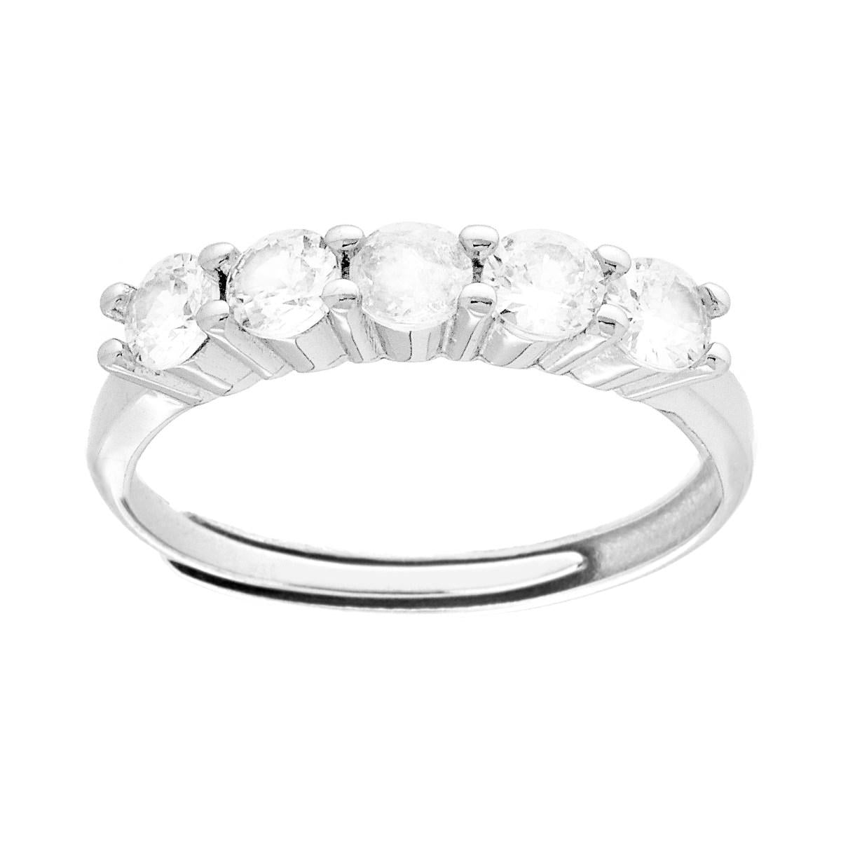 Anello Veretta con Cubic Zirconia Bianchi mm 3.5 in ARGENTO 925 Galvanica Rodio