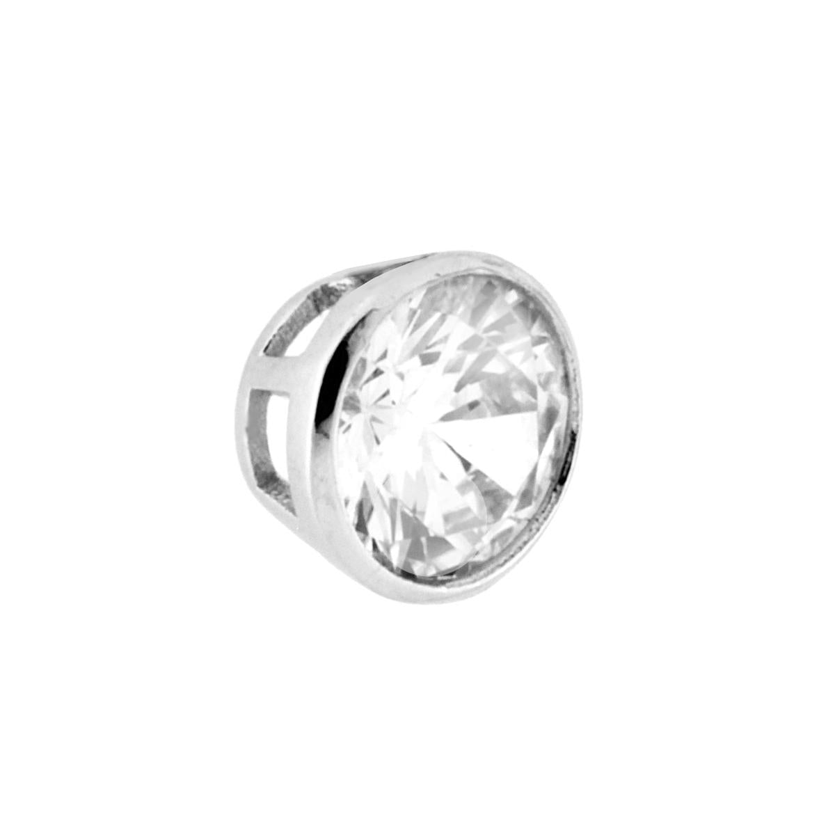 Ciondolo Punto Luce Cipollina con Zircone Bianco Tondo mm 7 in ARGENTO 925 Galvanica Rodio