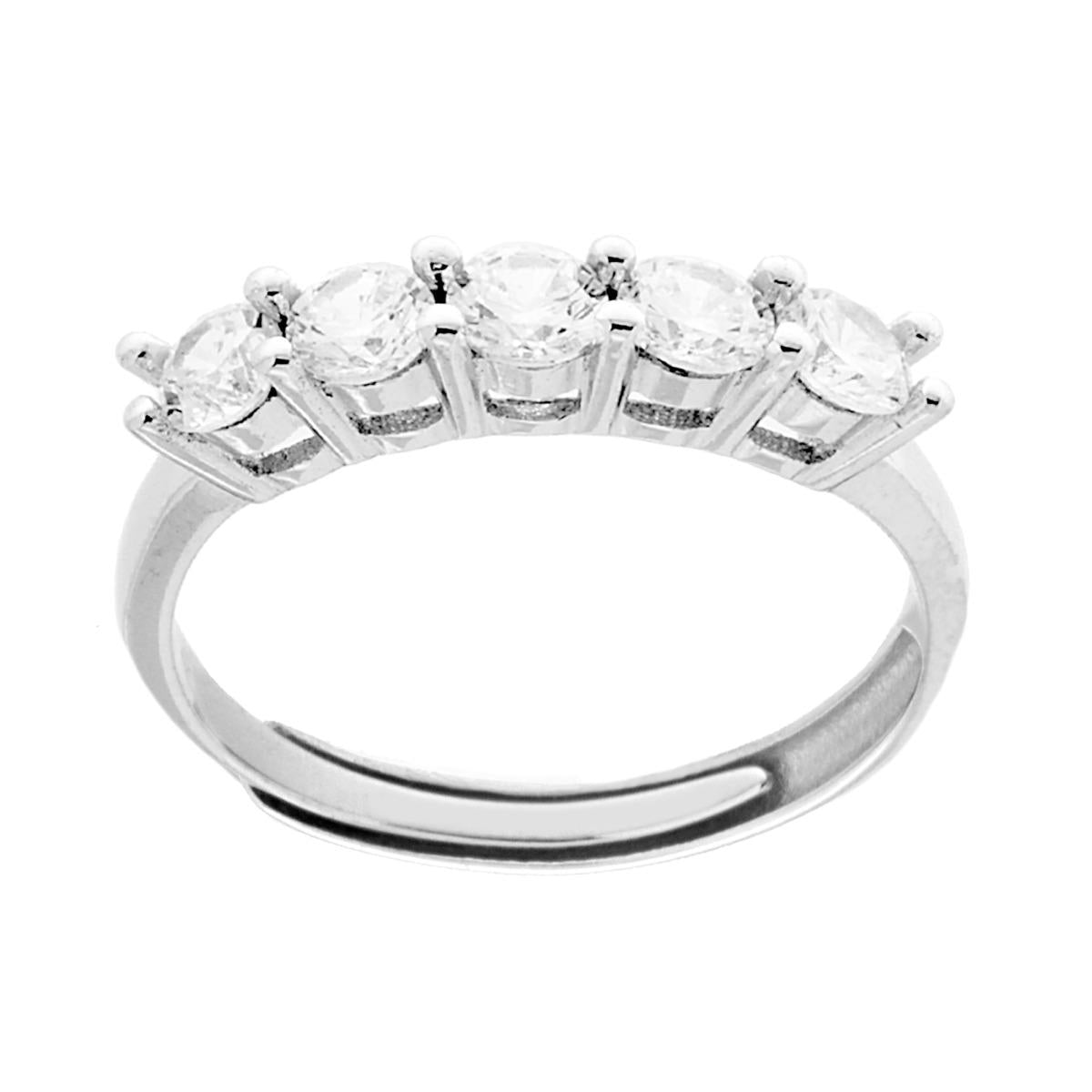 Anello Veretta con Cubic Zirconia Bianchi mm 3.5 in ARGENTO 925 Galvanica Rodio