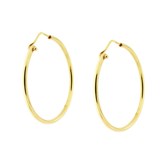 Orecchini a Cerchio Liscio mm 40 con canna mm 2.1 in ARGENTO 925 Galvanica Oro
