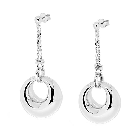 Orecchini con Pendente a forma Tonda in ARGENTO 925 Galvanica Rodio